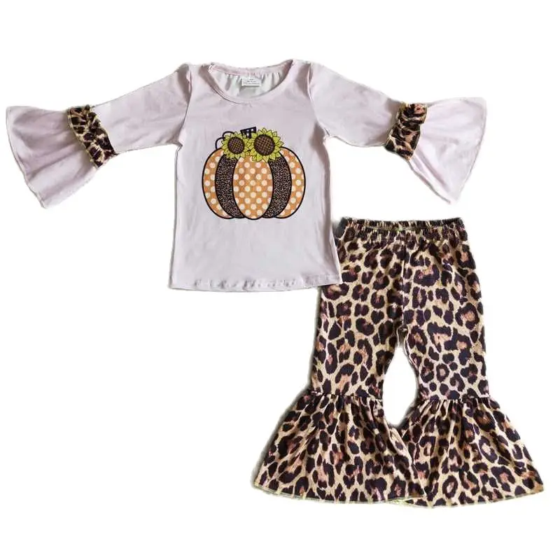 

Girls Pink Leopard Pumpkin Long Sleeve Trouser Set