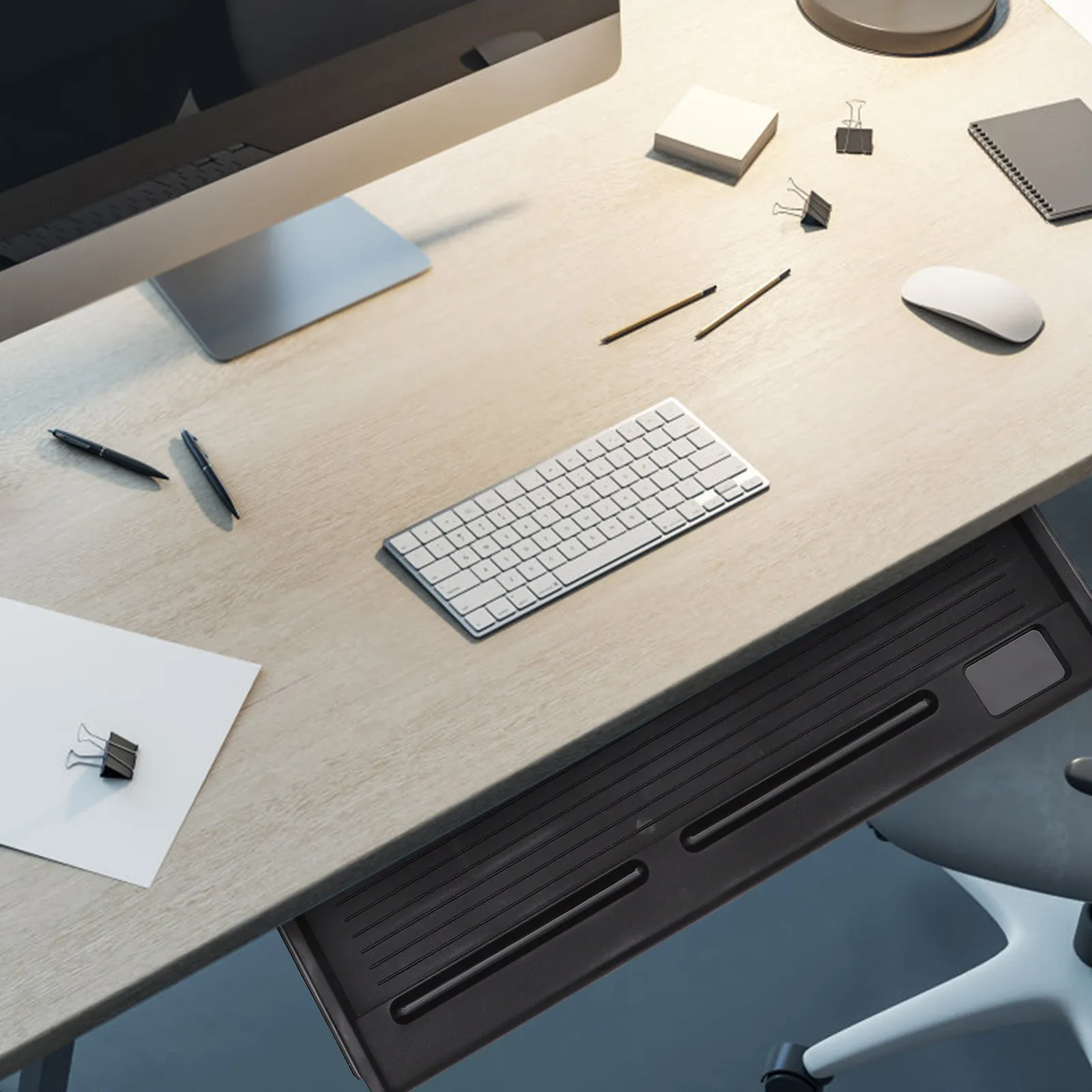 1Set Robust Keyboard Tray Under Desk Slide Out Design Heavy Load Capacity Keyboard Holder for Office Workers Home