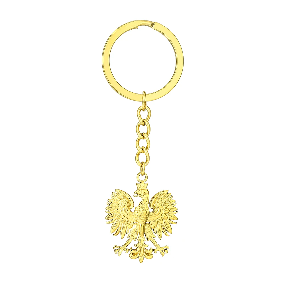 Rzeczpospolita Polska Eagle Pendant Key Chain Stainless Steel Men Women Poland Badge Keyring Jewelry Gift