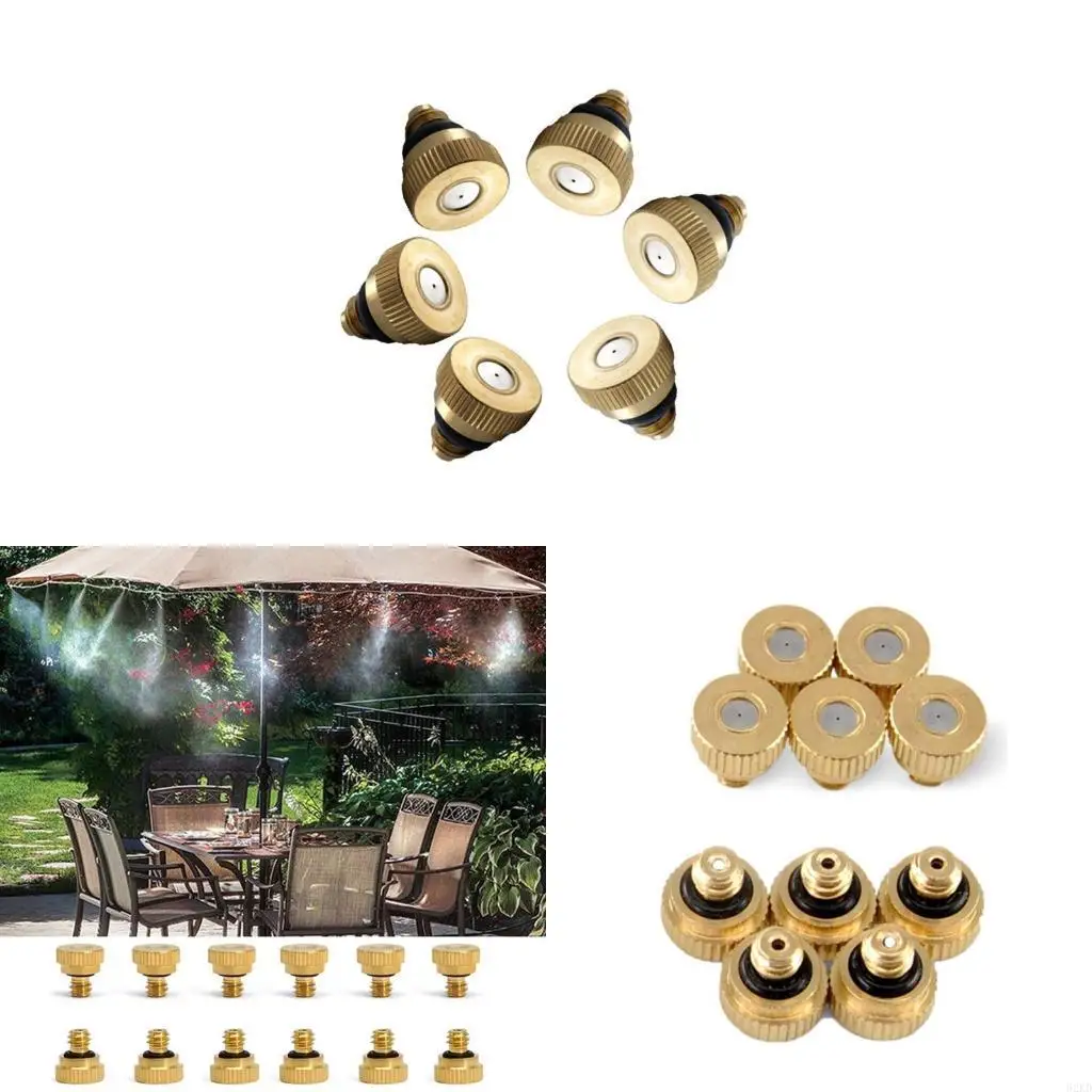62KD 6Pcs Mist Nozzle Sprinkler Outdoor Cooling System Low Pressure Misting Nozzle Outdoor Anti-drip Fogging for