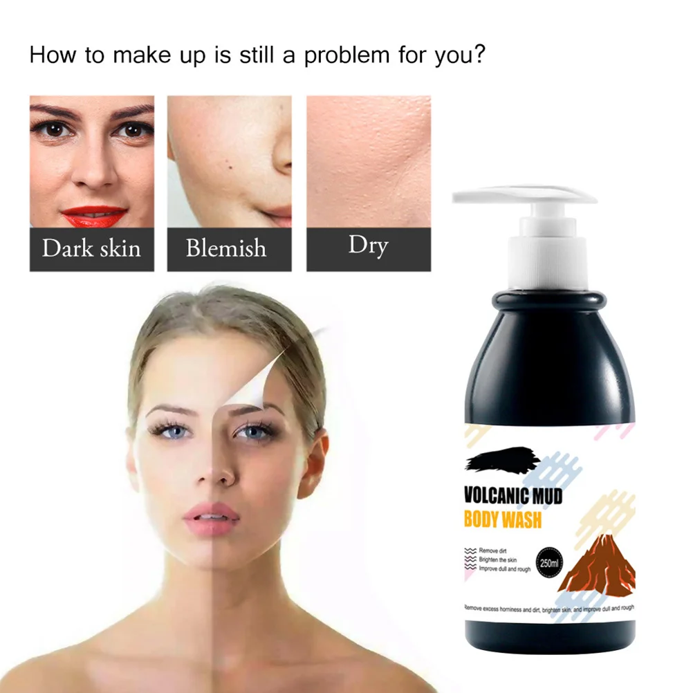 1 قطعة جل الاستحمام الطيني البركاني 250 مللي آمن صديق للبيئة تبييض التقشير الجسم غسل التطهير العميق كريم حمام للمنزل فندق #5
