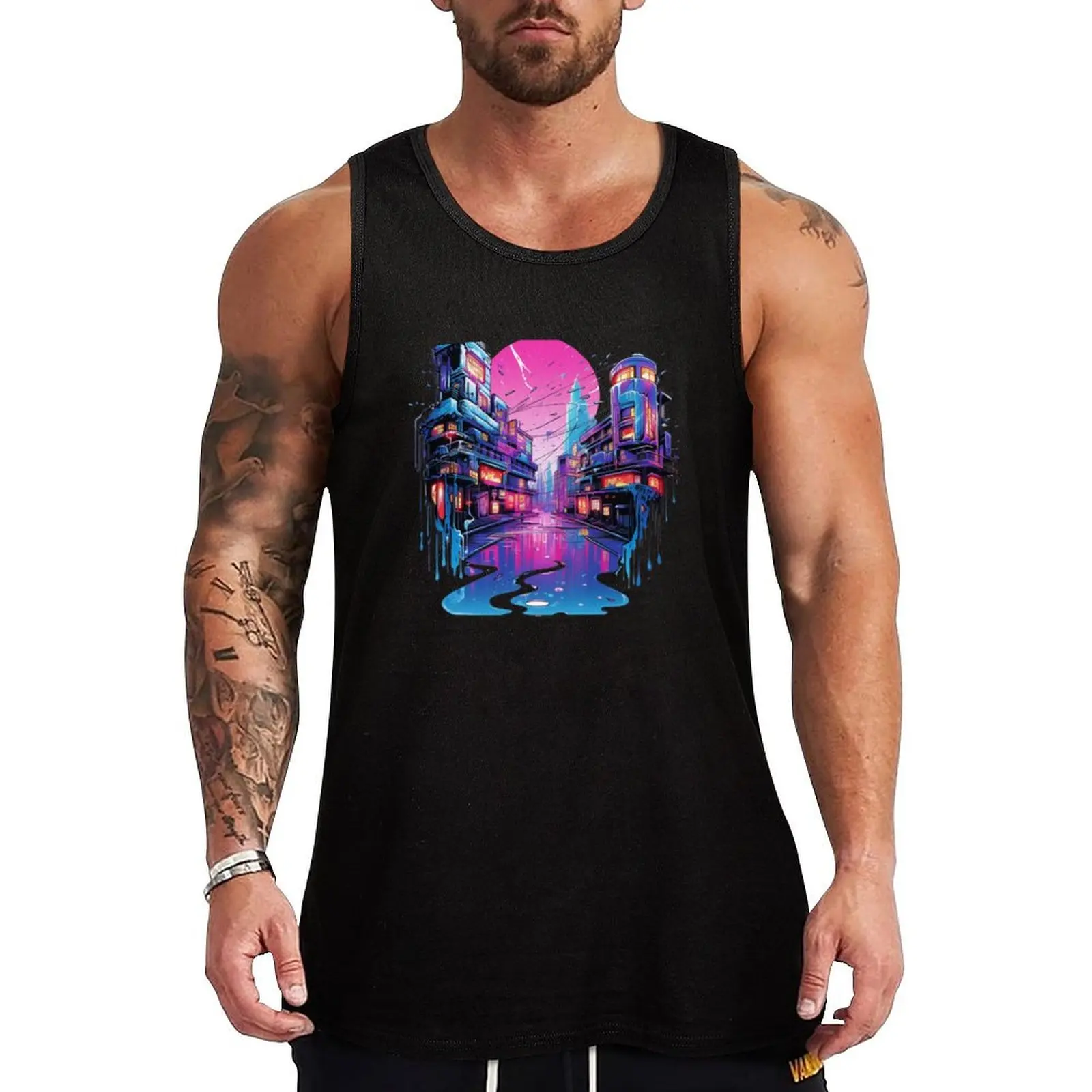 

Trippy Sci-fi City Tank Top Workout Running Tank Top Lightweight Breathable Wear