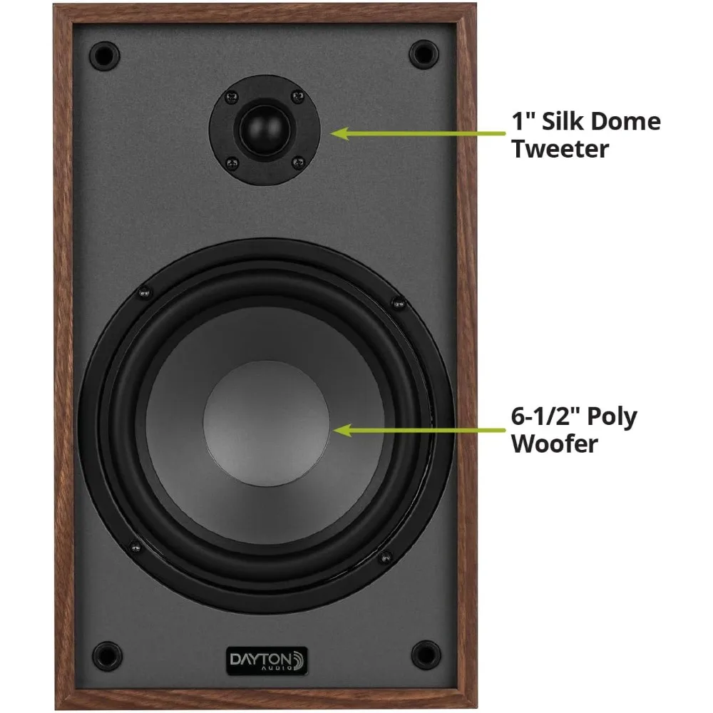 US Shipping Hot New Classic 2-Way Bookshelf Speakers 6.5 Inch Woofer 1 Inch Tweeter 60W RMS for Home Audio Music TV