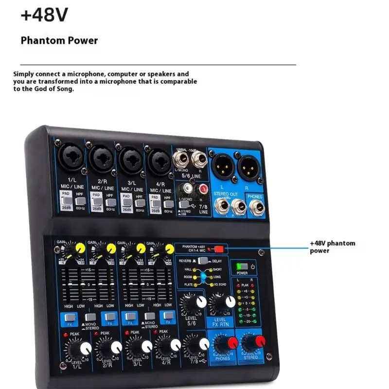 

Portable 8 Input Sound Interfaces with Builts In Equalizers Mixers for Recording Enthusiasts and Live Performances