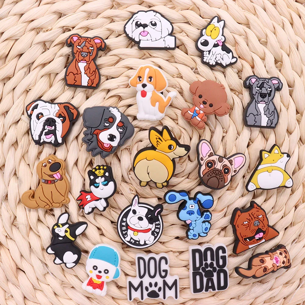 1PCS PVC Kawaii Animal Kinds Of Dog Mom Dad Sandals Shoe Decoration Charms Fit Wristbands Buckle Slipper Accessories Xmas Gifts image 5
