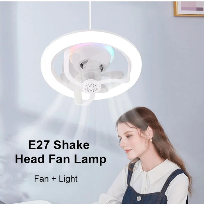 

360°Rotating E27 Ceiling Fan Bulb LED Light with Remote RGB Color Dimmable Ventillator Lamp for Home Lighting AC85-265V