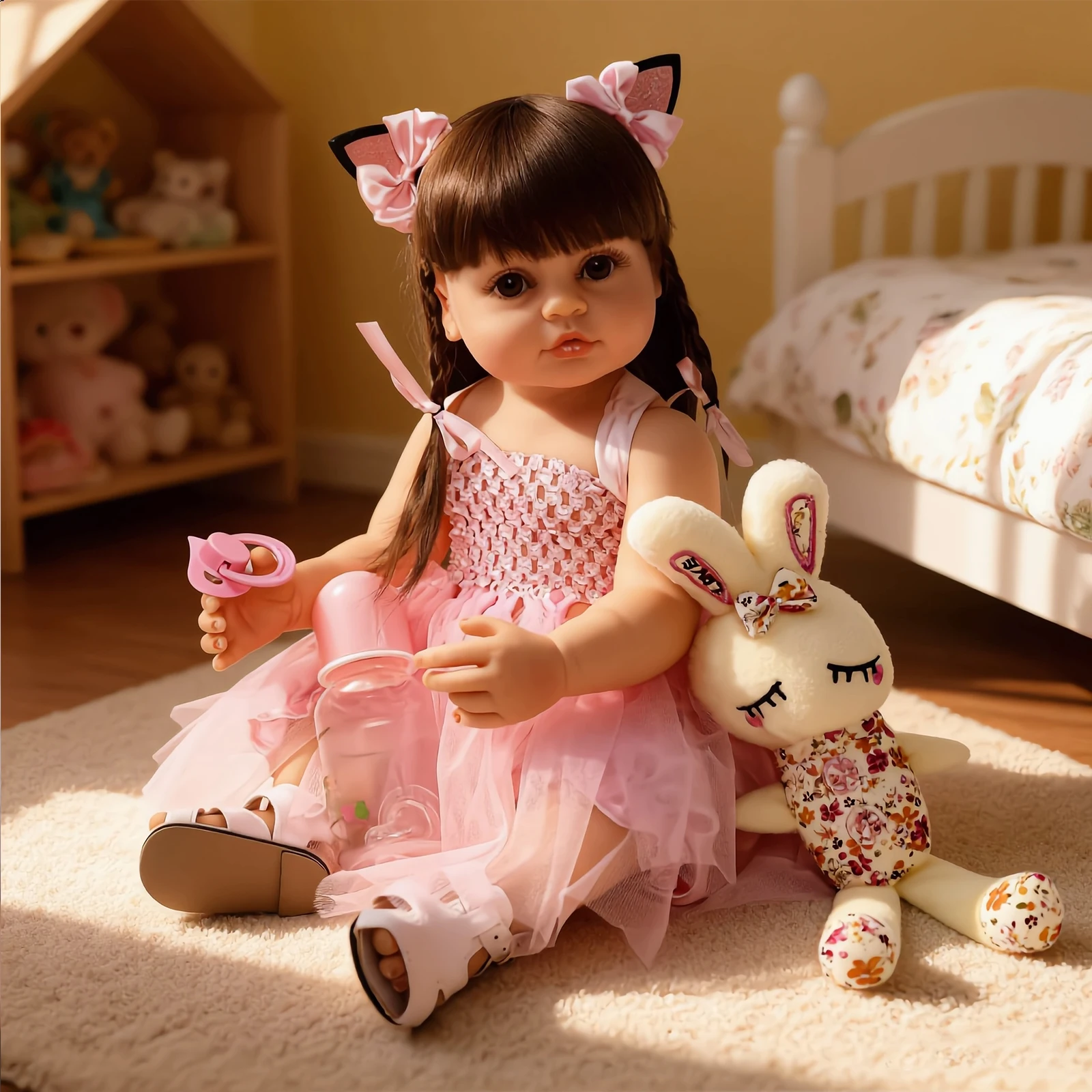 Muñeca Bebé Reborn Realista de 22''/55 cm, Muñeca de Vinilo de Silicona Completa, Muñeca Bebé Niña, Juguetes para Recién Nacidos, Regalos de Navidad, Bebés Reborn