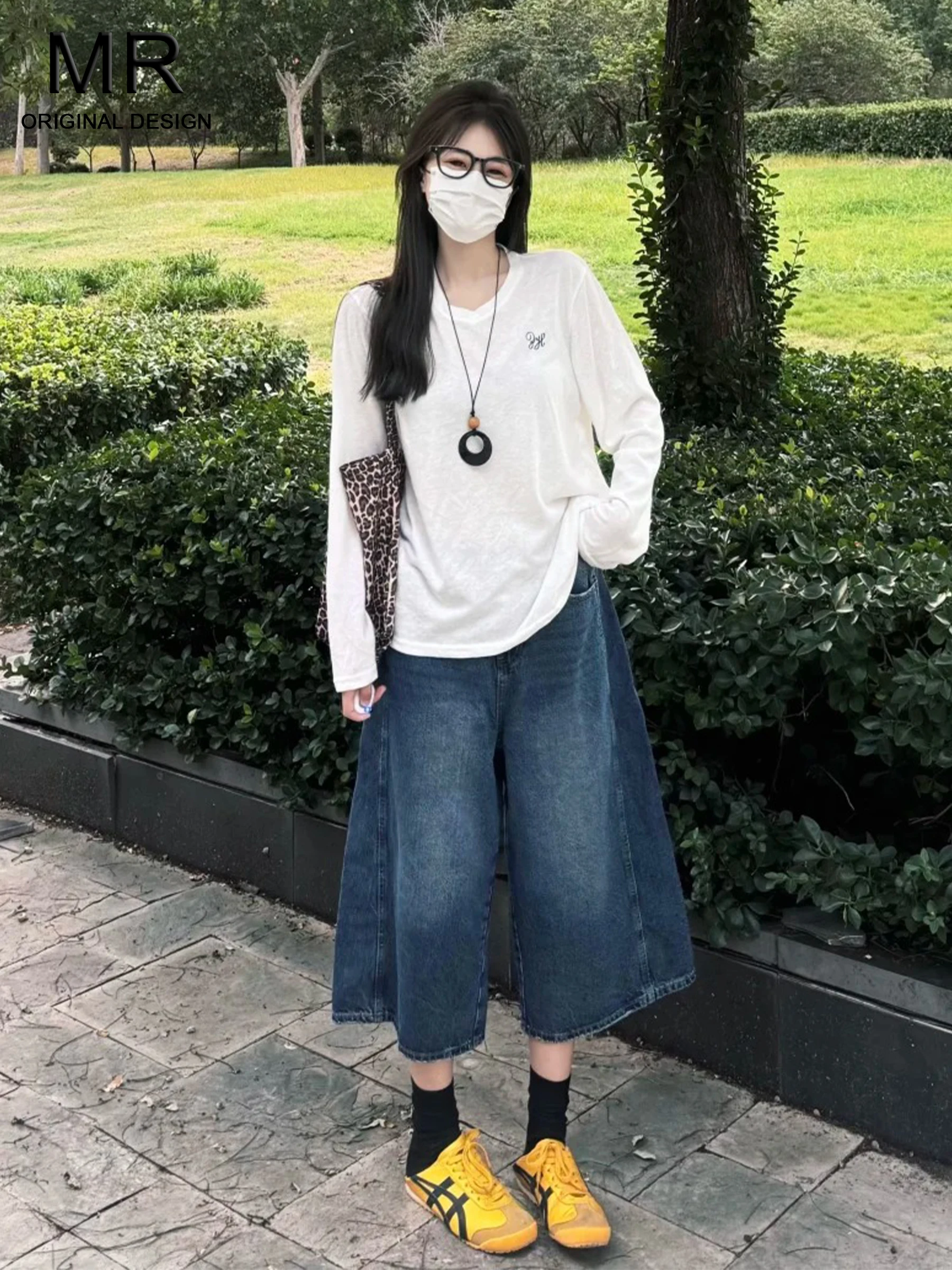 

Deep Blue Design Fashionable Straight Leg Denim Jeans Women's Summer Hot Girl Loose Slim Wide Leg Pants Casual High Waist