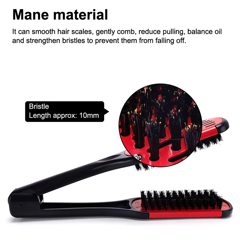 فرشاة شعر احترافية لتصفيف الشعر من النايلون، فرش مزدوجة لفرد الشعر على شكل حرف V، مشبك مشط لا يؤذي أدوات التصميم بنفسك