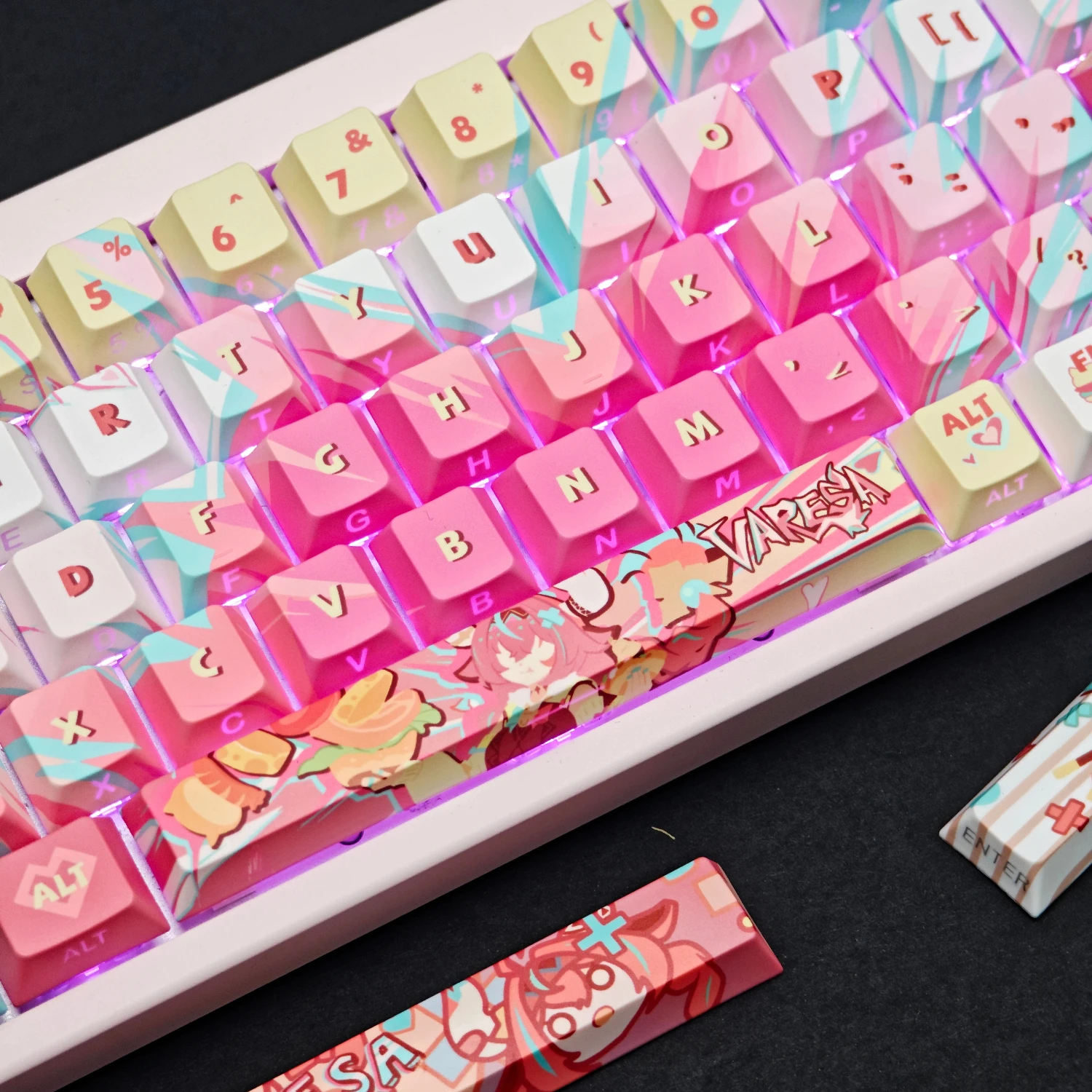 MAIMOOO Genshin Impact Varesa Keycaps Cherry Profile PBT Thermal Sublimation ヴァレサ Anime Game Keycap for MX Mechanical Keyboard