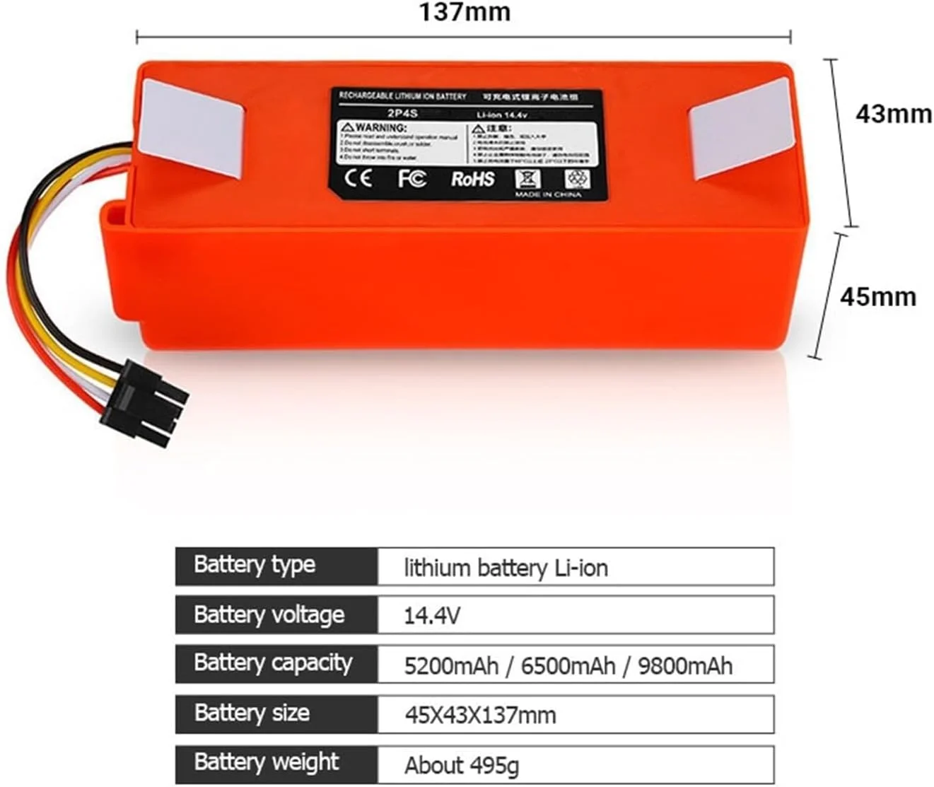 For XIAOMI Sweeping Mopping Robot Replacement Original Battery BRR-2P4S-5200D 1S 1ST Roborock SDJQR01RR  Vacuum Cleaner