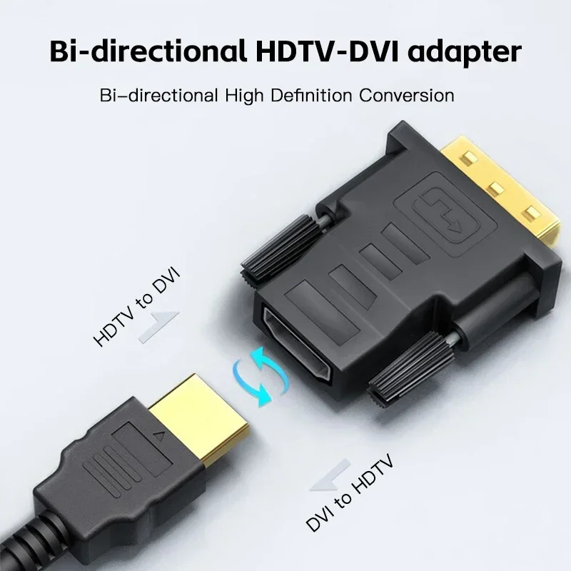 DVI 24+1 to HDMI-Compatible Plated Plug DVI Male to HDMI-compatible Video Converter for PC HDTV Projector