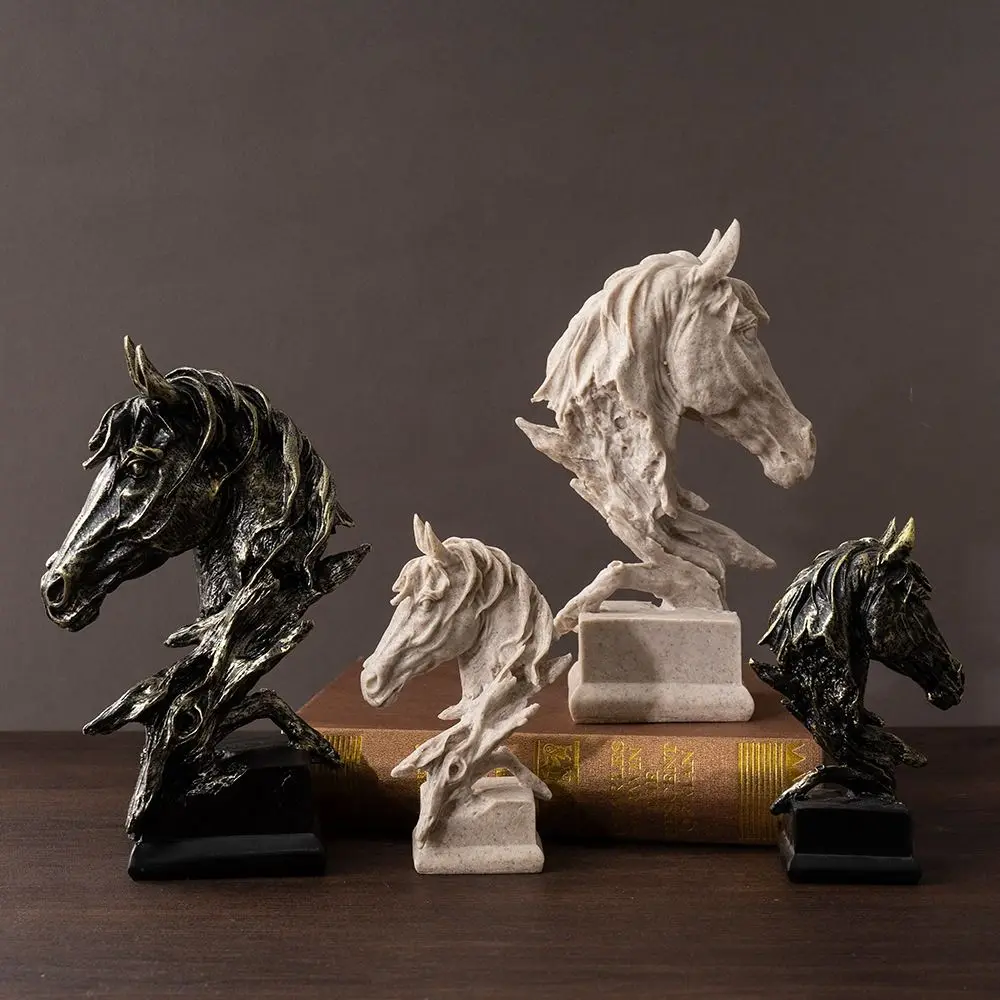 

Desktop Ornament Resin Horse Head Statue Art Nordic Style Animal Sculpture Crafts Modern Miniatures Figurine Office
