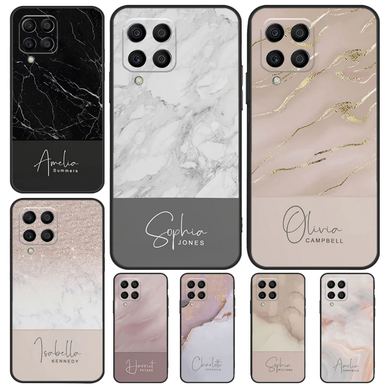 Personalised Signature Surname Marble Case For Samsung Galaxy M32 M52 M12 M22 M13 M23 M33 M53 M14 M34 M54 M31 M51 M20 M31s M30s