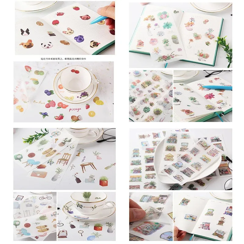 6pcs/lot Ink Watercolor Simple Creative Decoration DIY Sticker Diary Stationery Album Sticker Flakes Scrapbooking