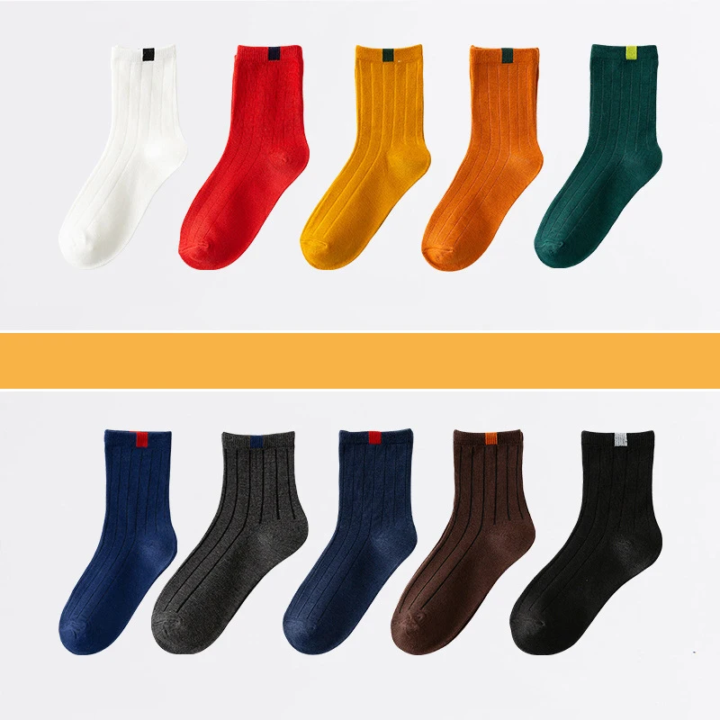 20 Pairs Harajuku Womens Girls Crew Loose Mid Socks Classic Spring Autumn Winter Pure Color Korean Ins Fashion All-match Socks