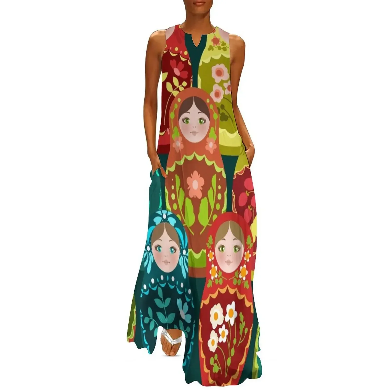 

Matryoshka Doll Pattern Long Dress Summer dresses for women luxury evening dresses for women 2025 Women long dress Dress
