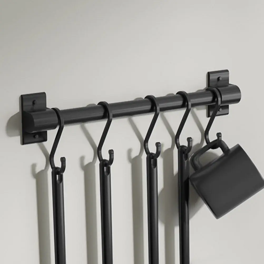 1Set Wall Hanger Rail Kitchen Utensil Rack Multi Functional Towel Bar Mug Holder Spoon Hanger Jewelry Bag Key Organizer