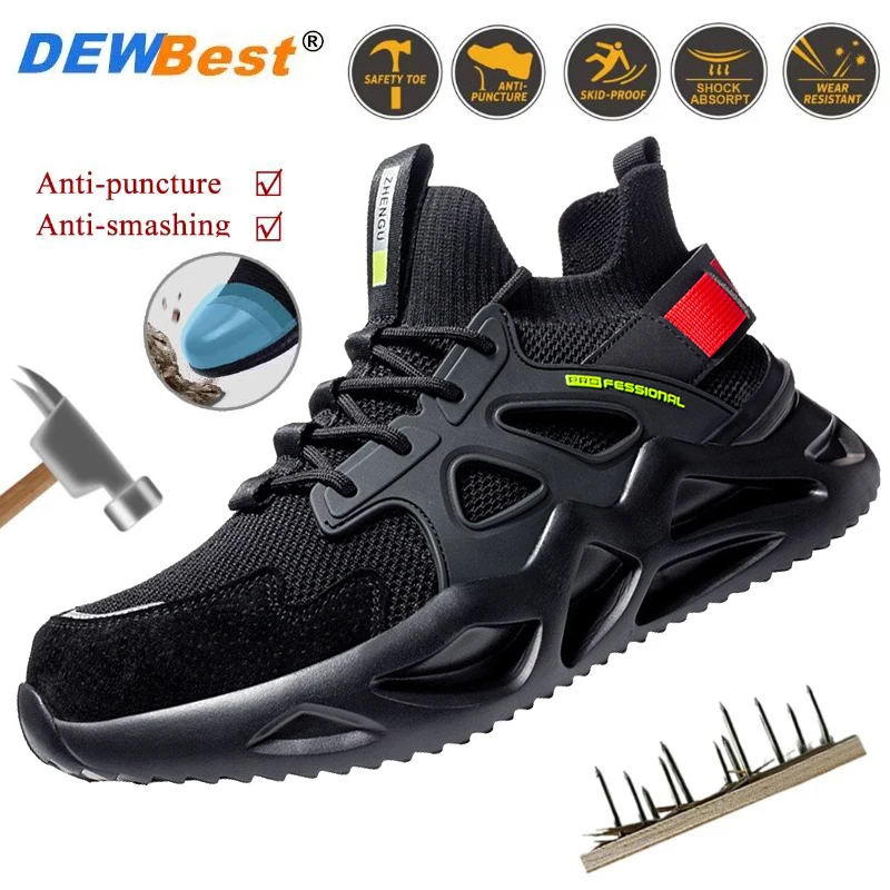 Men\'s Shoes Work Boots Protective Shoes Indestructible Safety Shoes Men\'s Steel Toe Shoes Puncture Resistant Work Sneakers