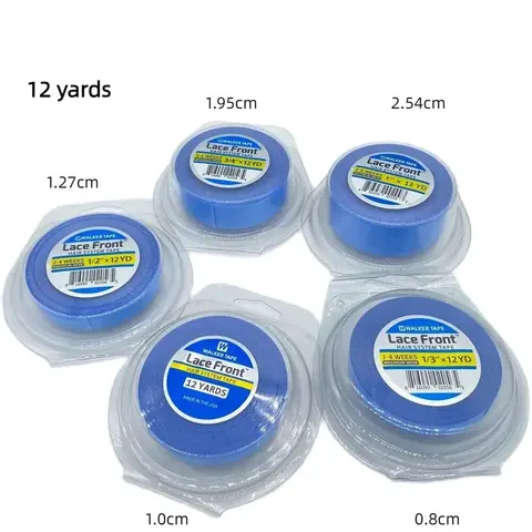 모두 상자 포함 0.8/1.0/1.27cm 너비 12 야드 블루 레이스 전면 테이프 양면 테이프 레이스 전면 테이프 머리 확장 테이프