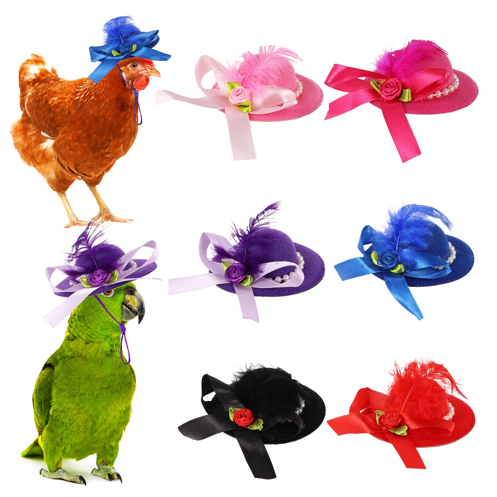 1 Pc Pigeon Velvet Flower Top Hat Pet Hamster Lizard Hat Interesting Pet Feather Top Hat Poultry Fashion Performance Costume