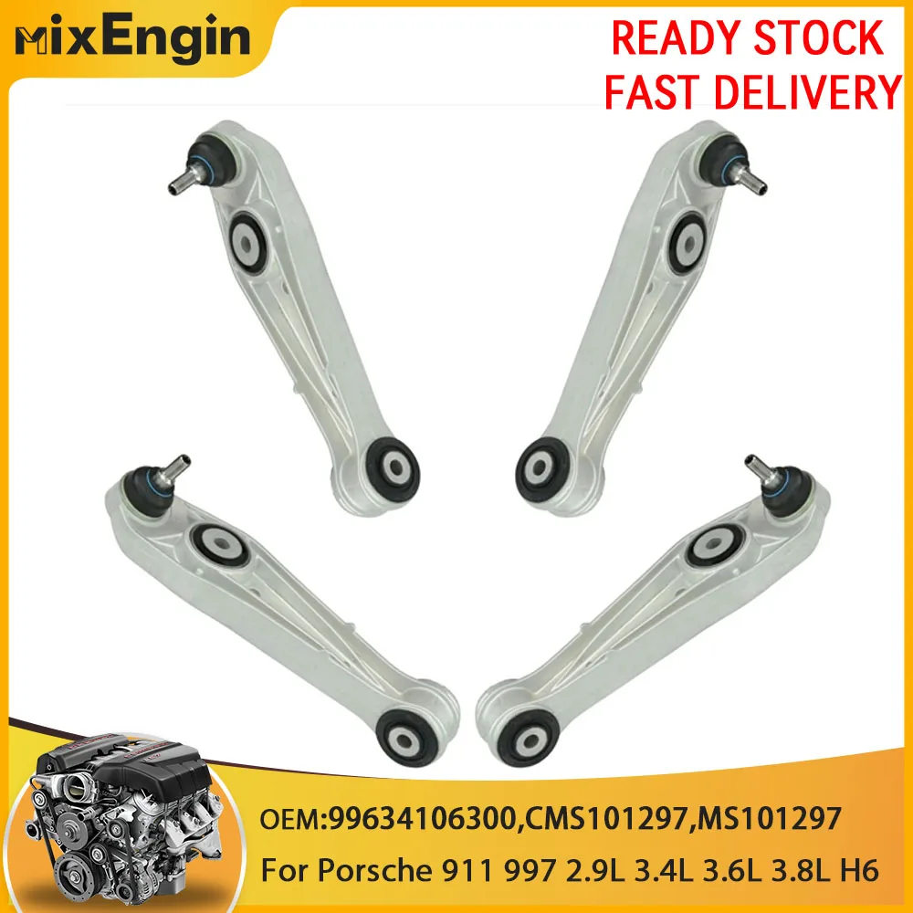4 Pcs Front Lower LH RH Control Arm w/ Ball Joint For Porsche Boxster Cayman 911 997 2.9L 3.4L 3.6L 3.8L 3800CC H6 GAS