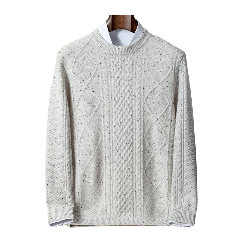 Maglione in puro cashmere 100% doppio ispessito, girocollo, camicia base lavorata a maglia in filato da uomo, per capispalla casual