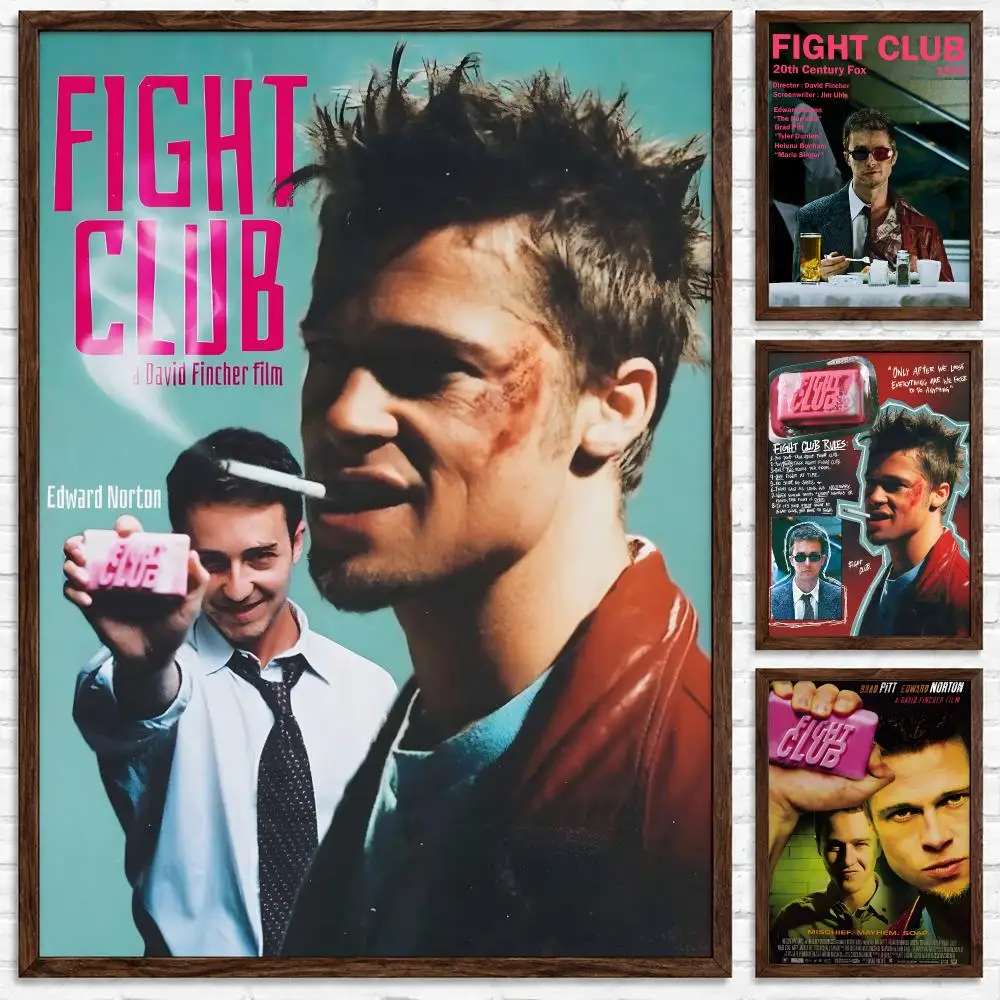 Cult Psychological Movie Fight Club Poster Self‑Adhesive Waterproof Poster Sticker Coffee House Bar Wall Art Home Decor
