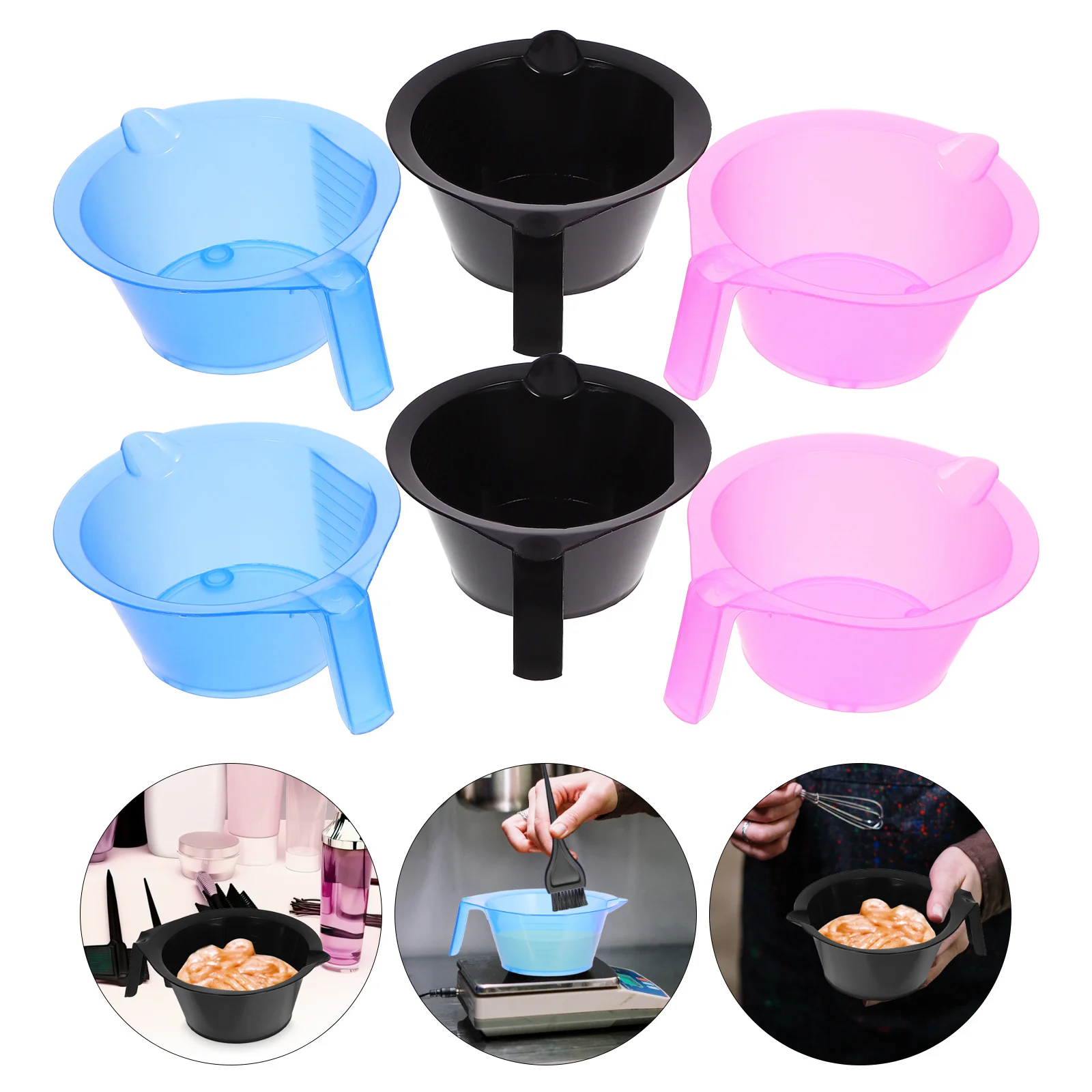 

6Pcs Highlight Hair Dye Bowl Transparent Impact Resistant ABS Bowl with Clear Measurement Marks Compact Size Ideal for Home and