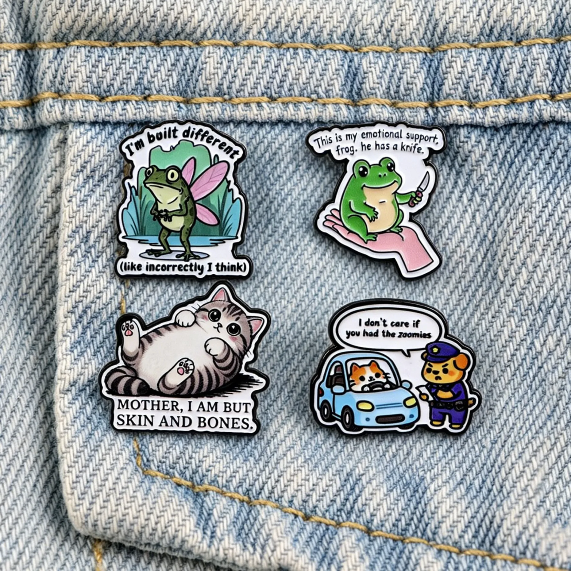 Niedliche Tier-Emaille-Anstecknadeln Lustiger Frosch Faule Katze Cartoon-Brosche Kreatives Zitat Reversnadel für Rucksack Einzigartiges Geschenk für Freunde