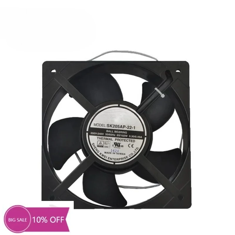 

SK205AP-22-1 240V AC 620CFM 2850rpm 65W 0.49A 620CFM 2850RPM Ball Bearing Cabinet Axial Flow Cooling Fan