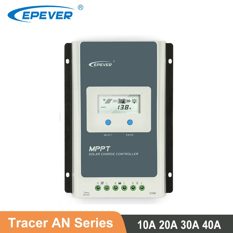 Controlador Solar do Carregador Epever Mppt Auto Regulador da Eficiência Elevada para Baterias Acidificadas ao Chumbo do Lítio 40a 30a 20a 10a 10a 12v 24v
