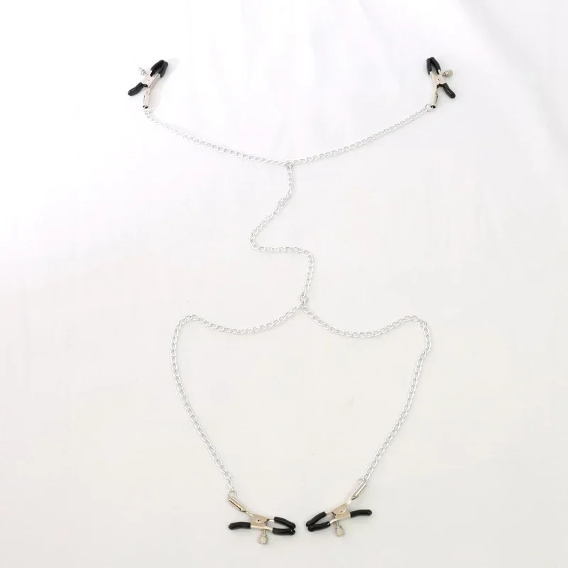 ステンレス鋼メタルチェーン乳首クリップ乳房クリップセックススレイブ乳首クランプセックストイバタフライスタイルカップル向け