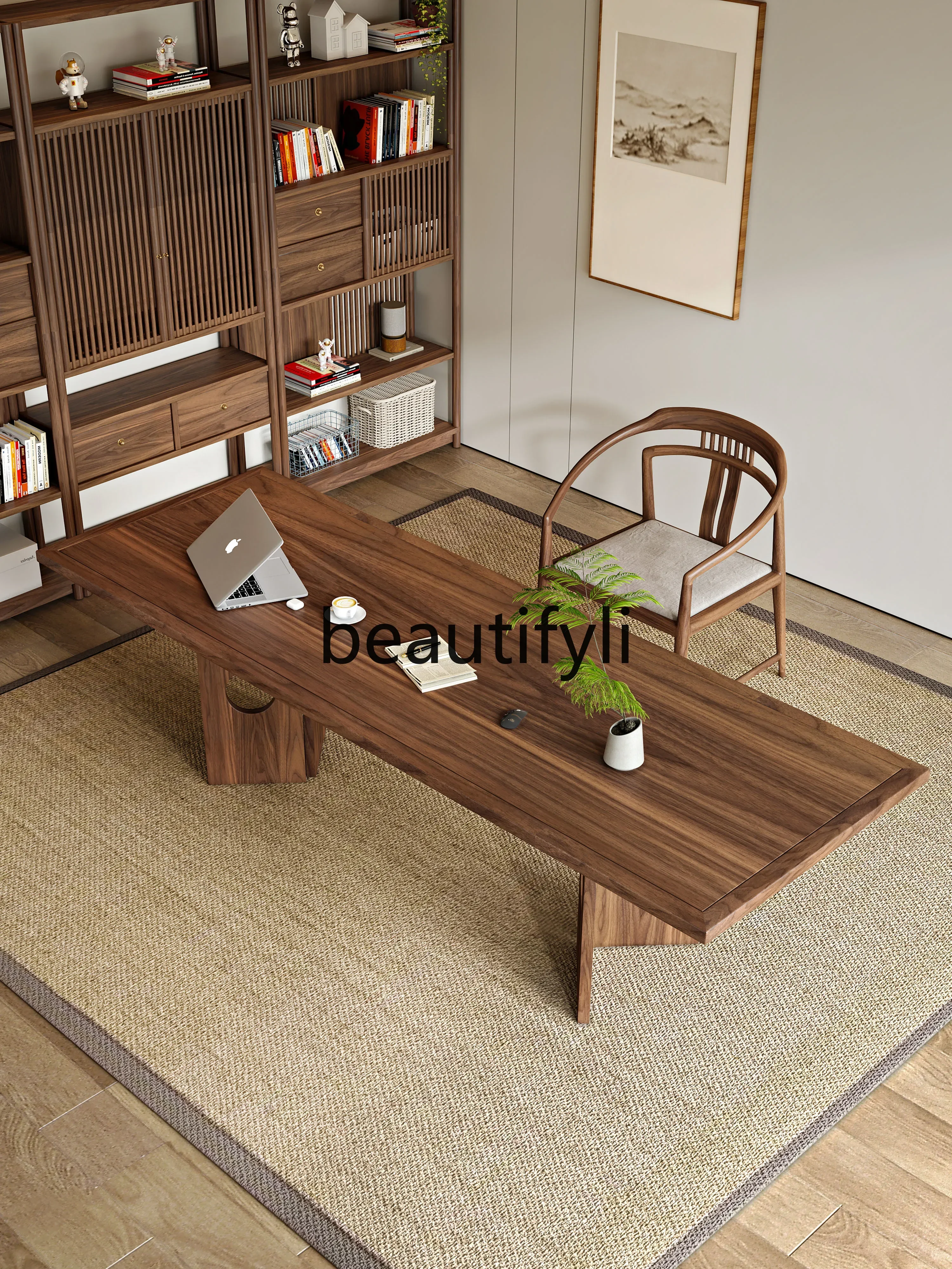 

Cy56 North American black walnut desk solid wood boss table writing desk home office computer desk