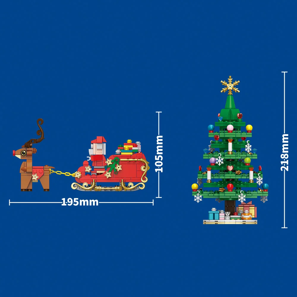 قطار عيد الميلاد شجرة عيد الميلاد الأيائل عيد الميلاد منزل اللبنات شجرة عيد الميلاد ديكور الطوب مجموعة لعب للأطفال أطفال هدية
