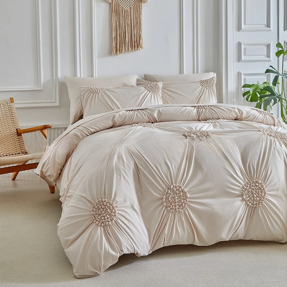 Bohemia Pulling Flowers Duvet Cover Set Twin King Soft Homestay Bedding Set Quilt Cover Button Comforter Cover with Pillowcase