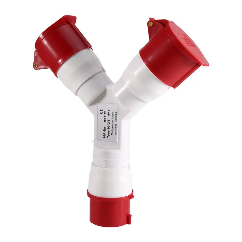 [NEWA64Z!】 Y-Type Industrial Field Plug 16A 5 Pin 220V IP44 Waterproof Multi-Function 2 Way Electrical Connector