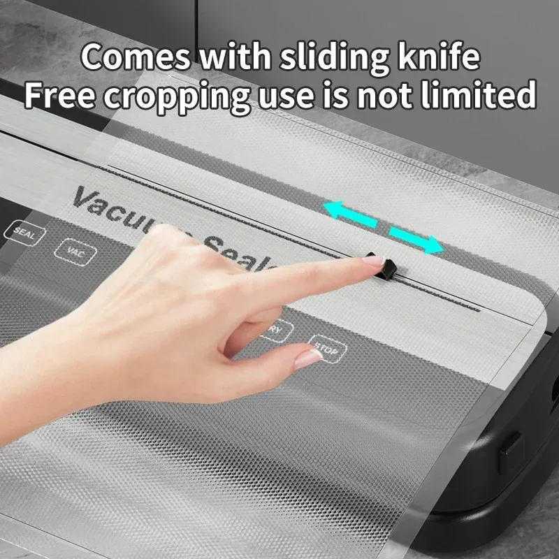 BIESUO Electric Vacuum Sealer Dry Wet Food Sealing Packaging Kitchen Food Sealing Convenient Smart Touch Key Built-in Cutter