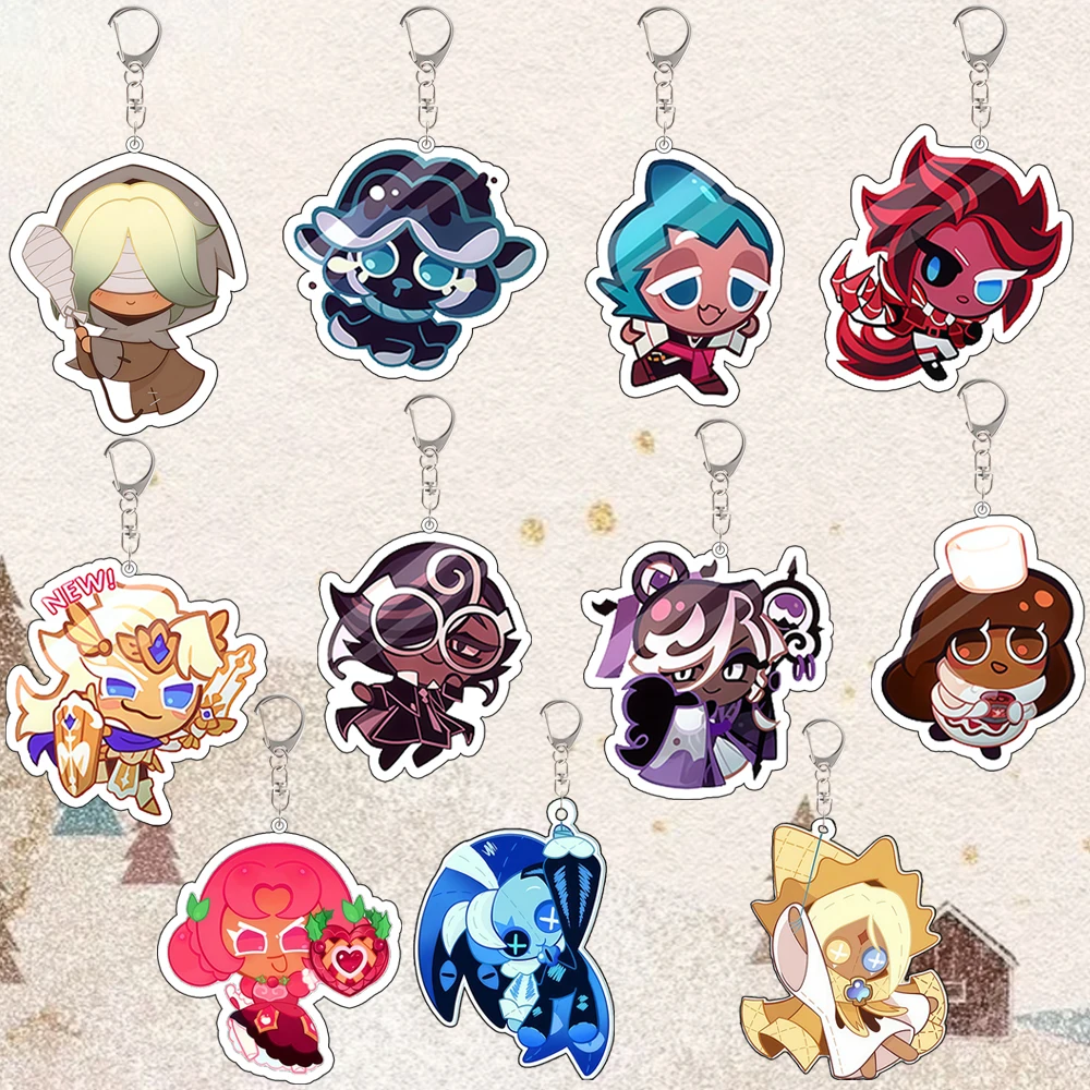 

For Cookie Run Q Version Series Strawberry Cookie Shadow Milk Pure Vanilla Game Peripherals Acrylic Keychain Cartoon Cute Gift
