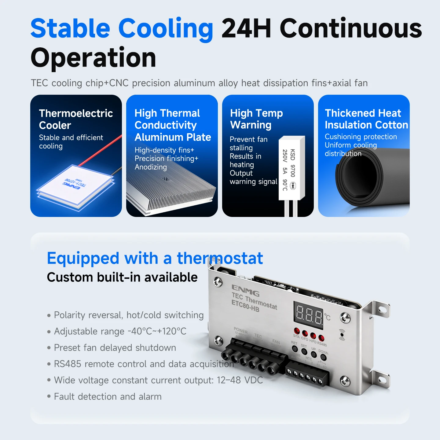 ENMG Industrial Cabinet Semiconductor Cabinet Cooling Air Conditioner HETA-TP Integral Protection Cooler Peltier Cooling Chip 24