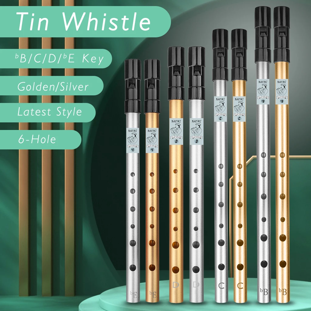 Professional Irish Whistle Flute C D bB bE Key NAOMI Ireland Flute Tin Penny Whistle Plated Irish Whistle Woodwind Instrument