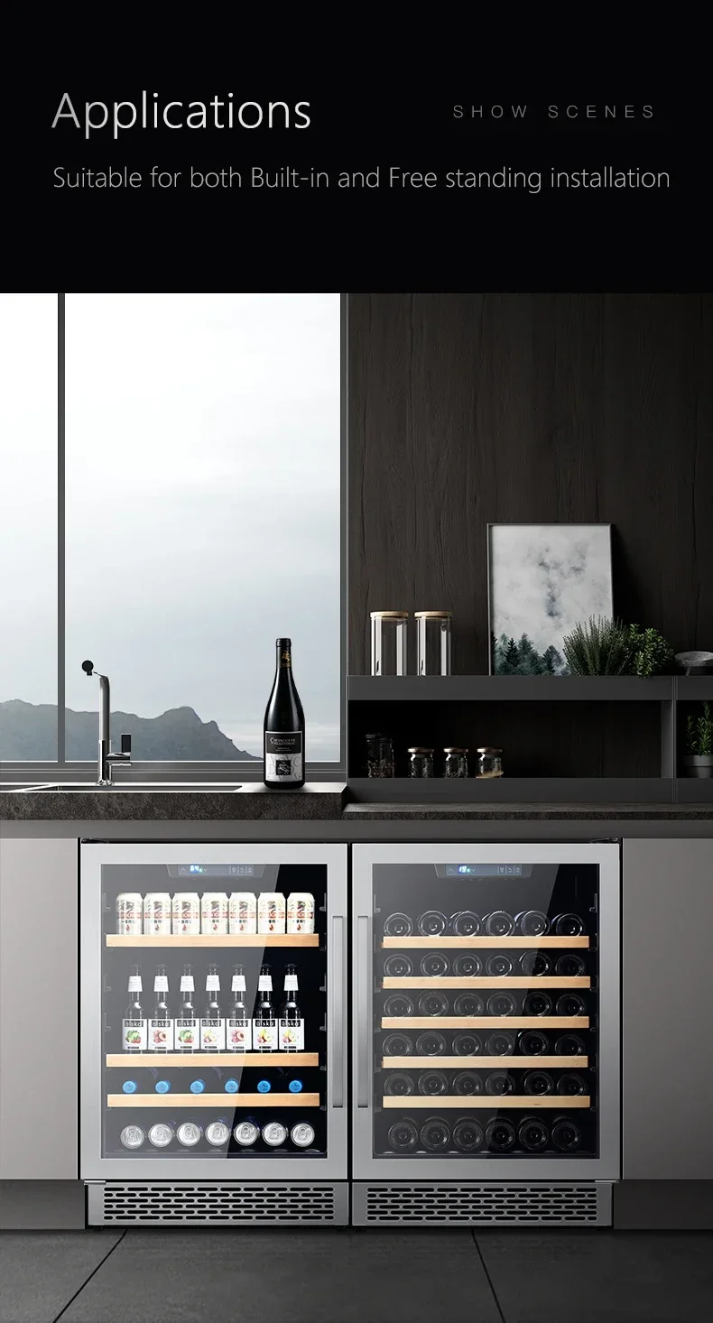 

high quality Wholesale Best Built-in Wine Refrigerator Double Zone Stainless Steel Display Wine Cooler