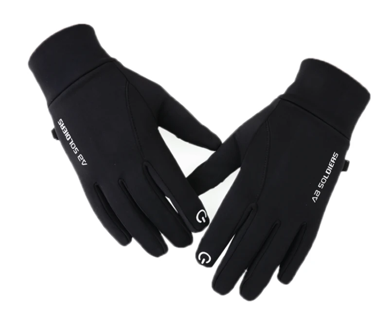 2/1 Paar schwarz Winter warm volle Finger wasserdicht Radfahren Outdoor-Sport Laufen Motorrad Ski Touchscreen Fleece Handschuhe