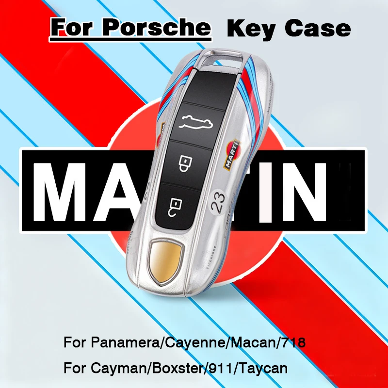 

For Porsche Panamera Cayenne Macan 718 Cayman Boxster 911 Taycan 10-25 Car Green Grello Painted Key Case Protective Shell Cover