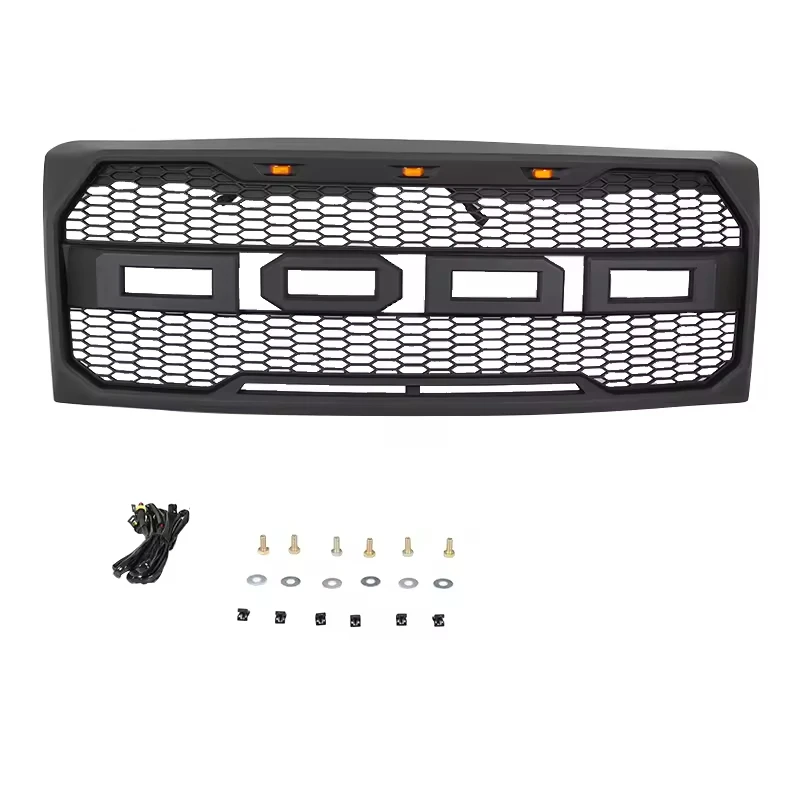 

Pickup Raptor Style Matte Black Front Bumper Hood Grill Grille Fit For Ford F150 2009-2014