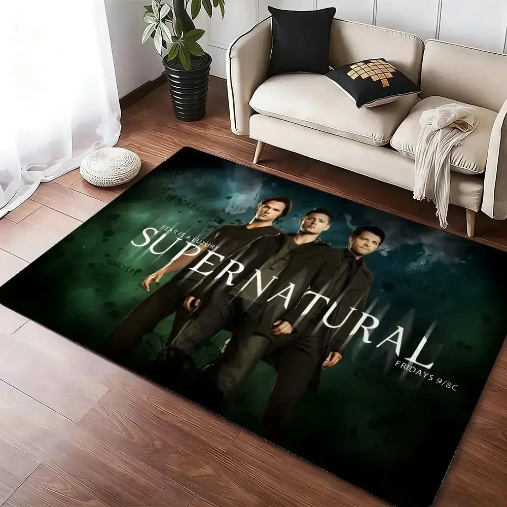 Dean Winchester J-Jensen Ackles S-Supernatural Absorbent Non-Slip Floor Mat Flannel Rug Bedroom Living Room Door Mat Home Decor