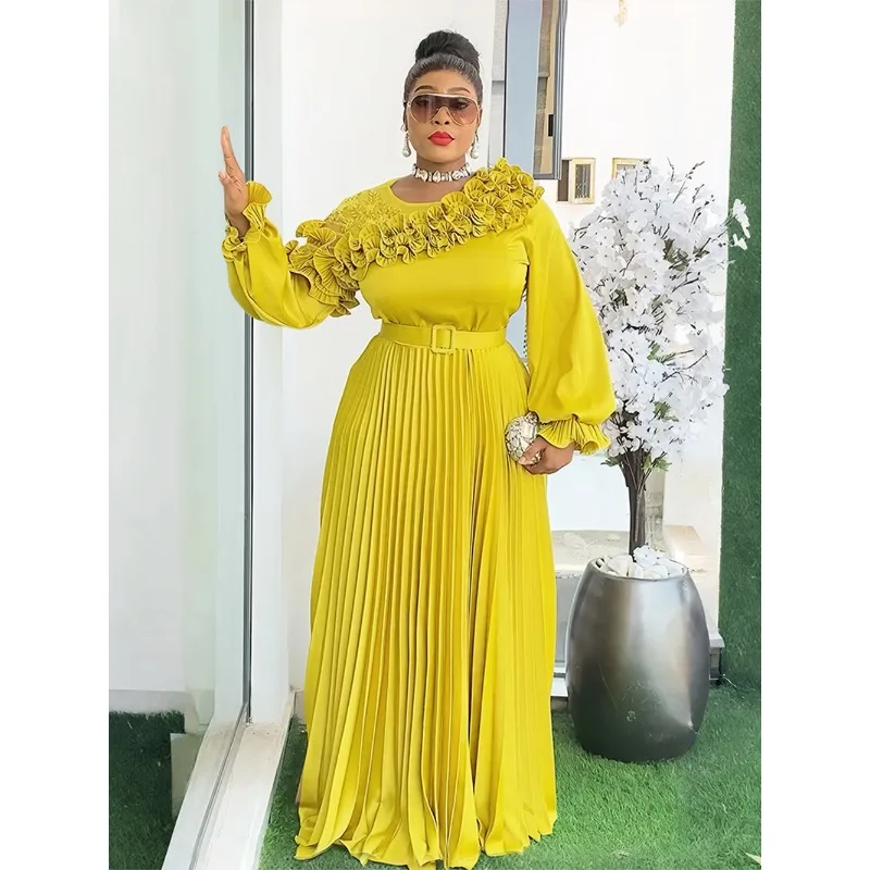 

African Dress for Women Plus Si ze Embroidery Weddi ng Guest Long Maxi Dress with Scarf