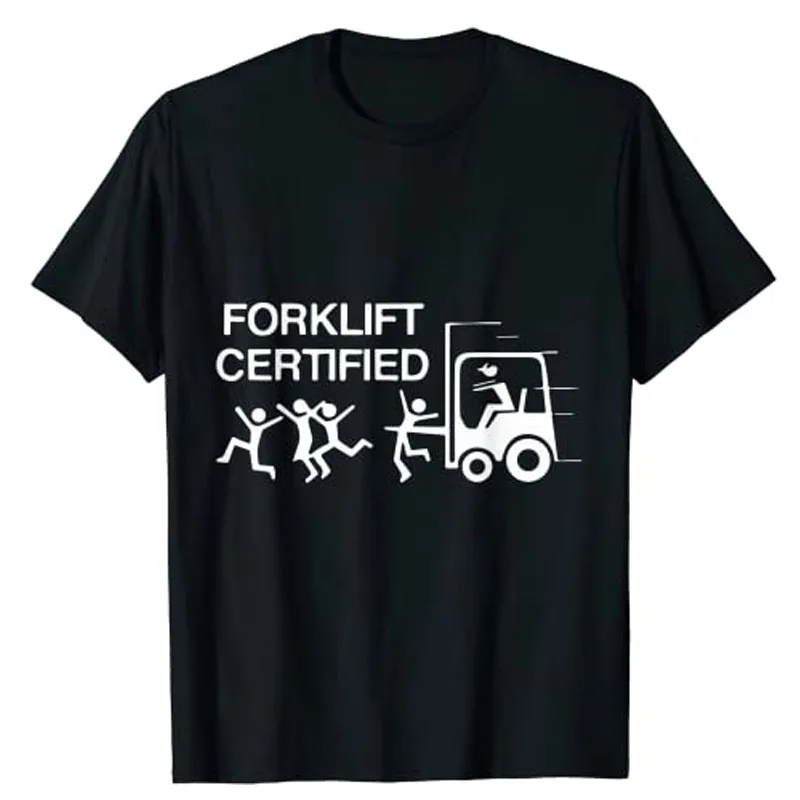 

Funny Forklift Operator Forklift Certified Retro Vintage T-Shirt Humor Funny Graphic Tee Husband Gift Men's Fashion Cool Clothes