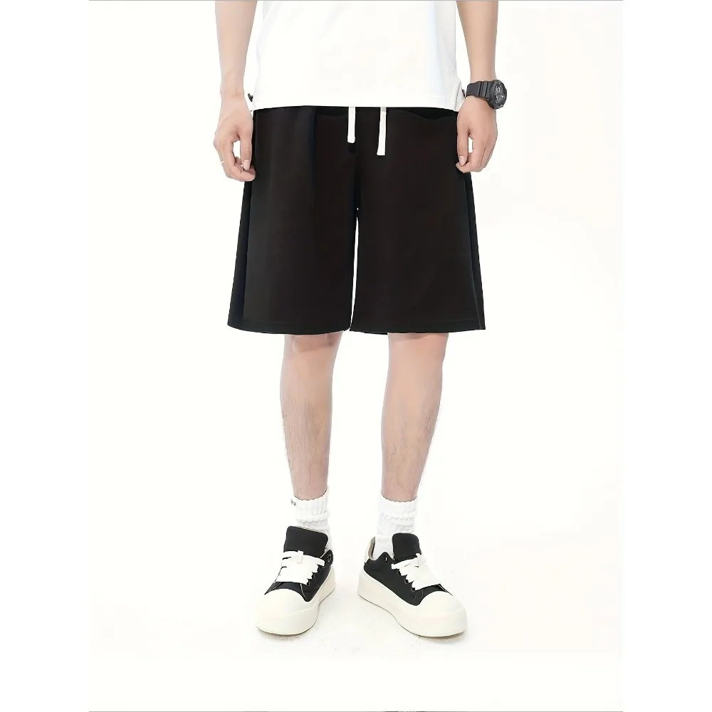 

Четырехсезонные повседневные спортивные шорты в стиле ретро для мужчин, свободные и универсальные, прочные шорты с прямыми штанинами и шнурком, мужские шорты
