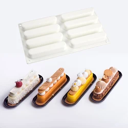 8 or 10 Cells Long Strip Shape Long Mousse Moulds Silicone Cake Molds Plastic Cutting Dies Black Pastry Trays Kitchen Bakeware